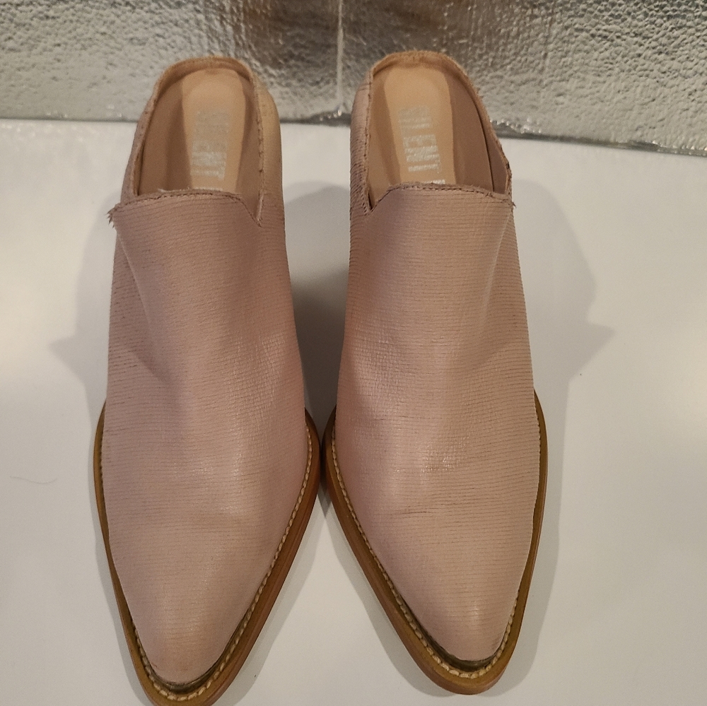 Anthropologie-Silent D Pink Leather Mules-Size 9